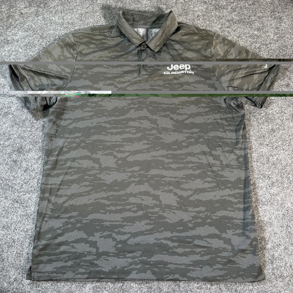 NIKE x Jeep Gladiator Gray Camouflage Men's Large Polo Shirt Dri-Fit Golf